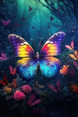 Obraz na płótnie Canvas A Surreal Masterpiece - Illustrating the Butterfly World Background - Infused with Romanticism, Rendered in Octane Colorful Wallpaper created with Generative AI Technology