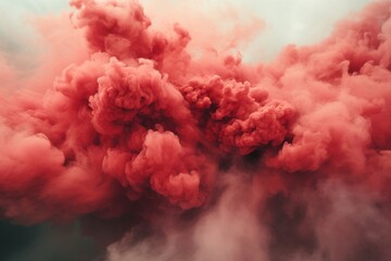 Red Smoke Clouds Background Explosion. Generative AI