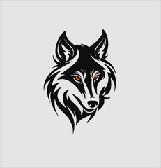 wolf head logo simple and modern design, animal icon wolf vector template