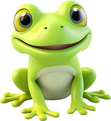 Fototapeta na wymiar cute frog in 3d style white background.