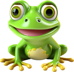 cute frog in 3d style white background.
