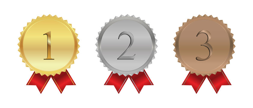 Medal Badge First Second Third Place or Gold, Silver, Bronze