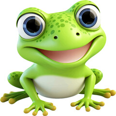 cute frog in 3d style white background.