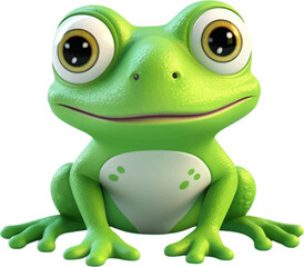 cute frog in 3d style white background.