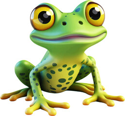 Fototapeta premium cute frog in 3d style white background.