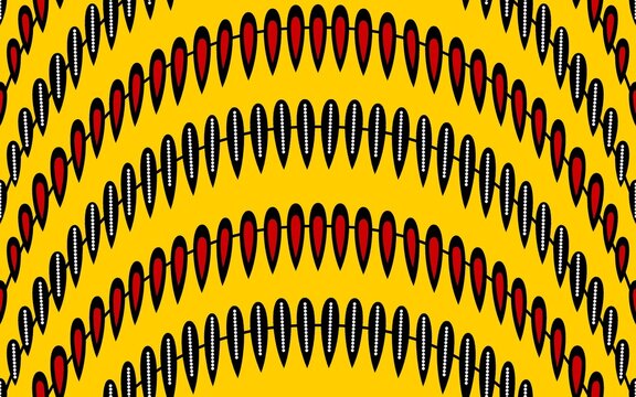 African Wax Print fabric, Ethnic overlap ornament seamless design, kitenge pattern motifs floral