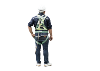 Back view of Construction worker in safety jacket ,Safety Reflective Vest and safety helmet.