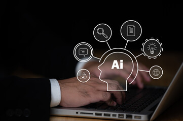 Concept AI Chatbot smart digital customer service application,computer program or artificial...