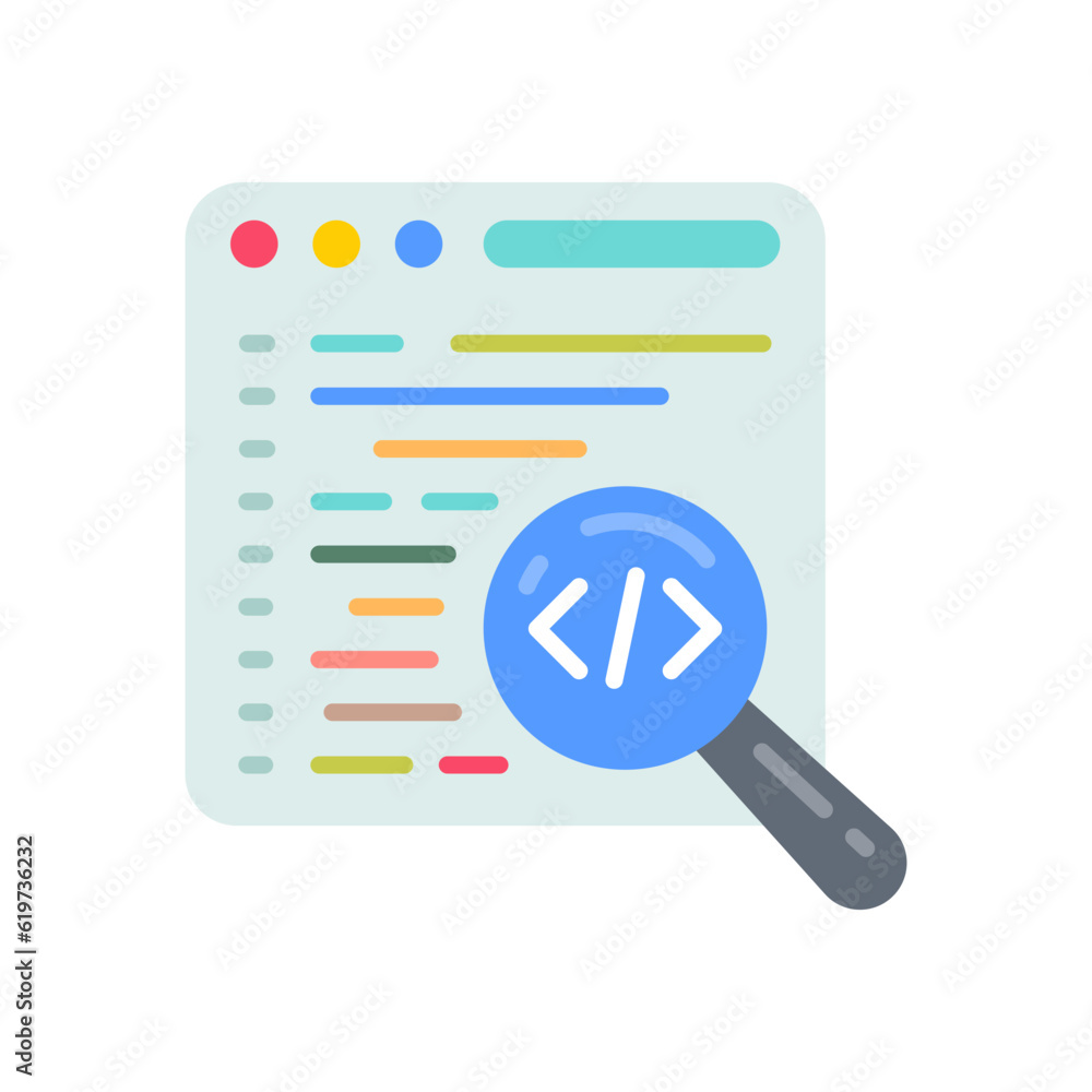 Wall mural code review icon in vector. illustration