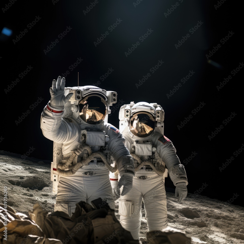 Sticker astronauts exploring deep space