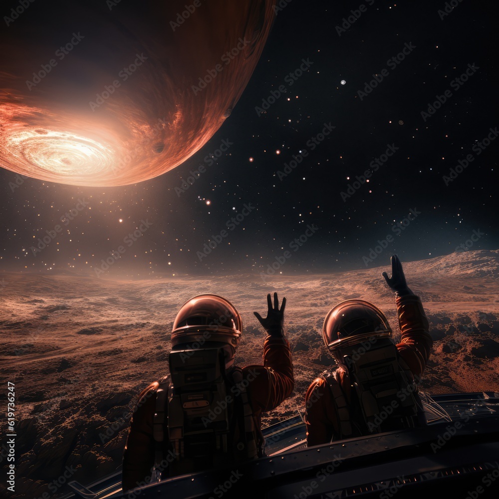 Wall mural astronauts exploring deep space