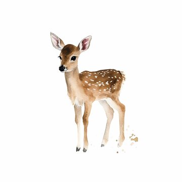 Generated illustration of a vibrant watercolor painting of a deer on a white background
