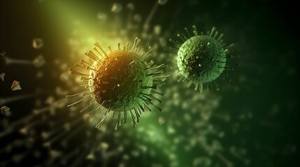 Fototapeta premium AI generated illustration of detailed spiky virus particles in a blood stream