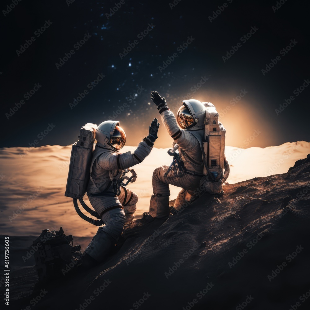 Wall mural astronauts exploring deep space