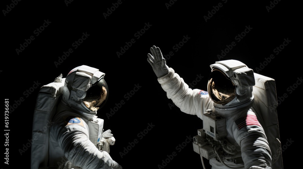 Sticker astronauts exploring deep space