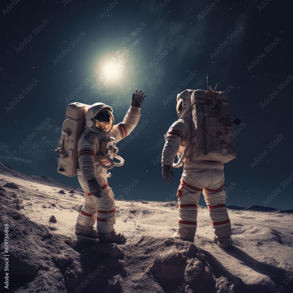 Wall mural astronauts exploring deep space