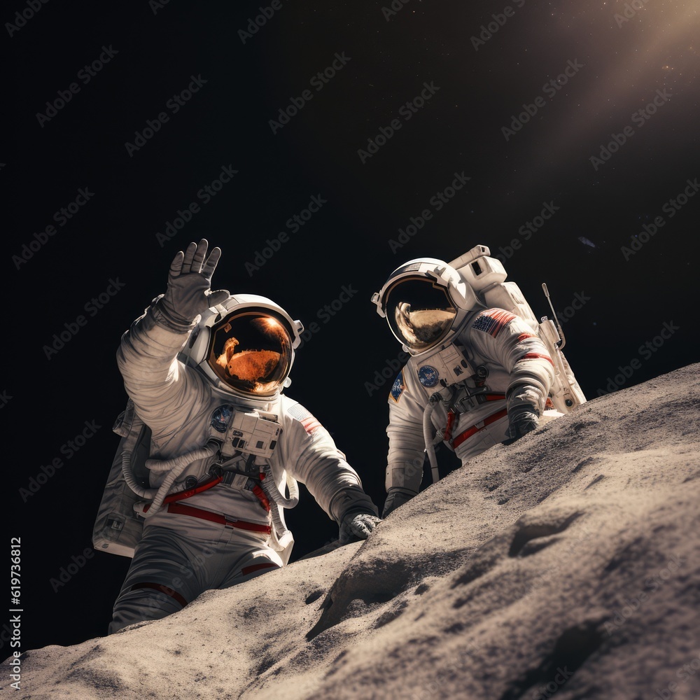 Sticker astronauts exploring deep space