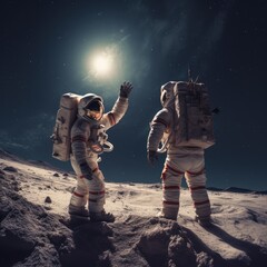 Obraz premium Astronauts exploring deep space