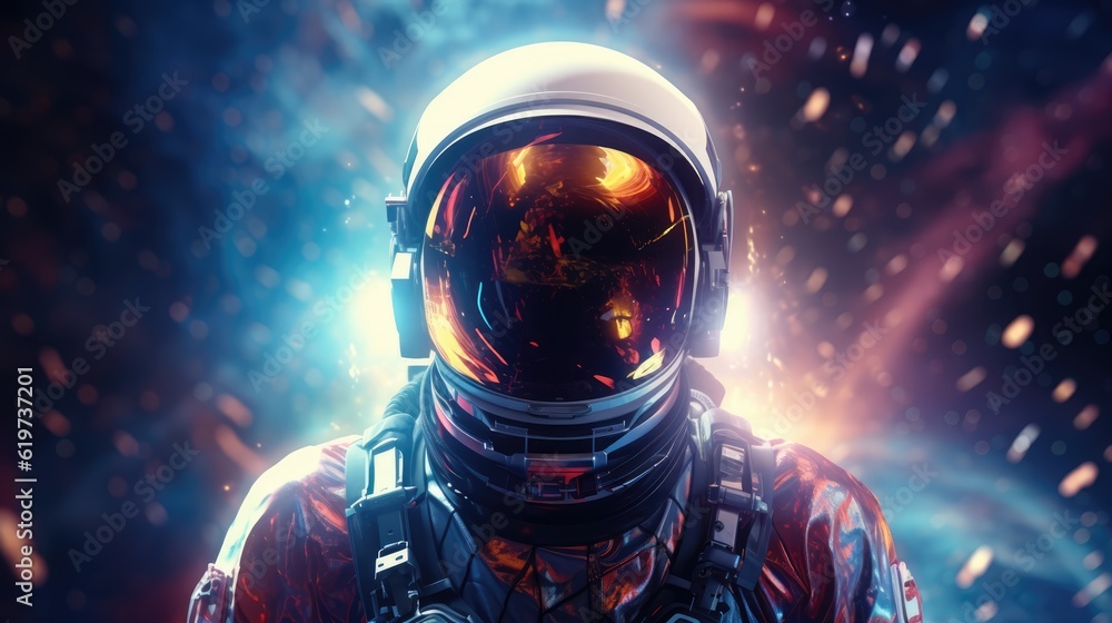 Sticker astronauts exploring deep space