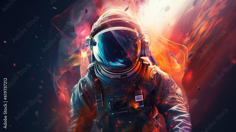 Sticker astronauts exploring deep space