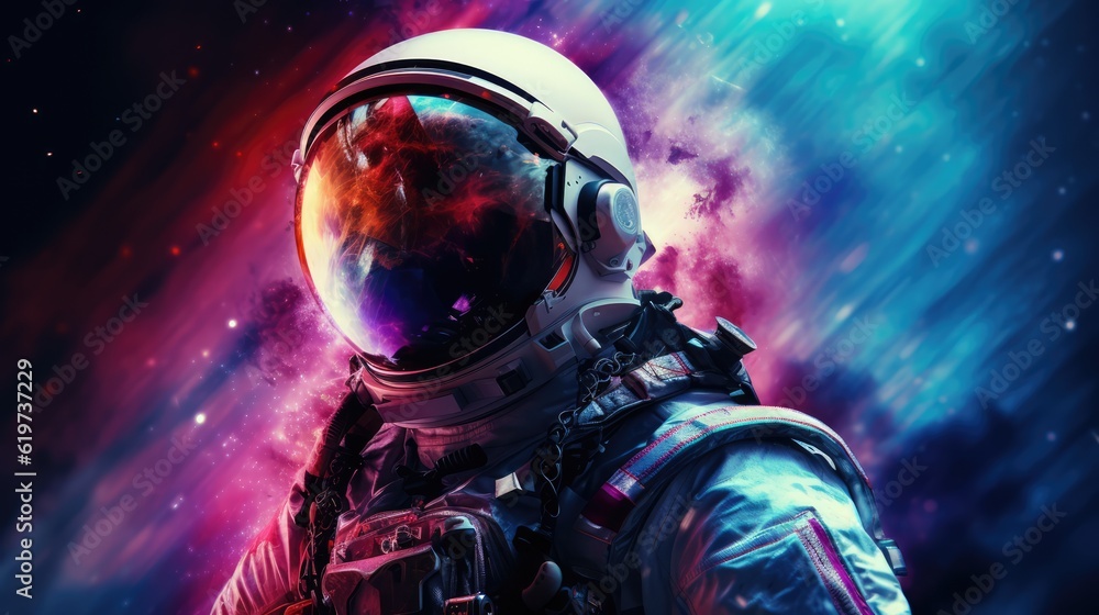 Sticker astronauts exploring deep space