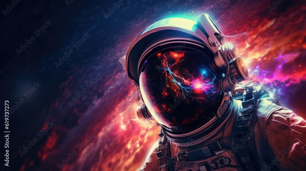 Poster astronauts exploring deep space