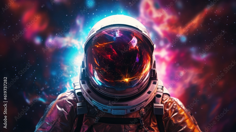 Sticker astronauts exploring deep space