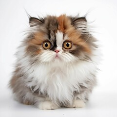 Adorable Persian kitten isolated on a white background. AI-generated.