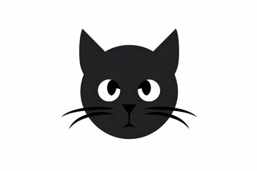 AI generated illustration of a black cartoon-like fur cat against a white background