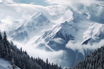Snow Mountains With Trees