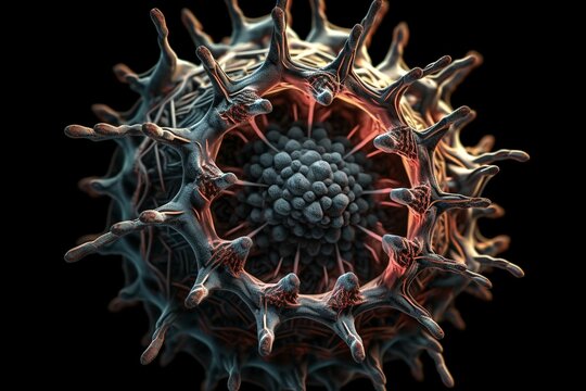Virus infection medical and healthcare lab concept. Single-cells Generative AI