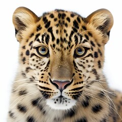 Fototapeta na wymiar An AI generated illustration of a Portrait of a rare Amur leopard (Panthera pardus orientalis)