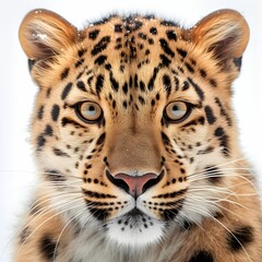 An AI generated illustration of a Portrait of a rare Amur leopard (Panthera pardus orientalis)