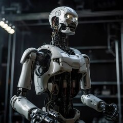 Fototapeta premium AI generated modern robotic figure in futuristic environment