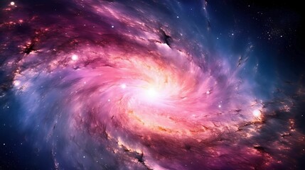 AI generated illustration of A vibrant blue and purple spiral galaxy