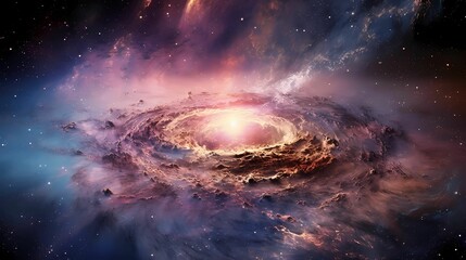AI generated illustration of a magnificent spiral galaxy in deep outer space