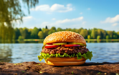 hamburger on the table