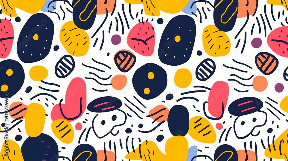 Poster multicolored pattern composed of various vibrantly colored objects, ai-generated.