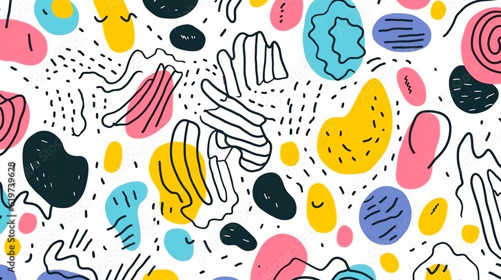 Poster multicolored pattern composed of various vibrantly colored objects, ai-generated.