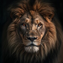 Fototapeta premium AI generated illustration of a majestic lion portrait