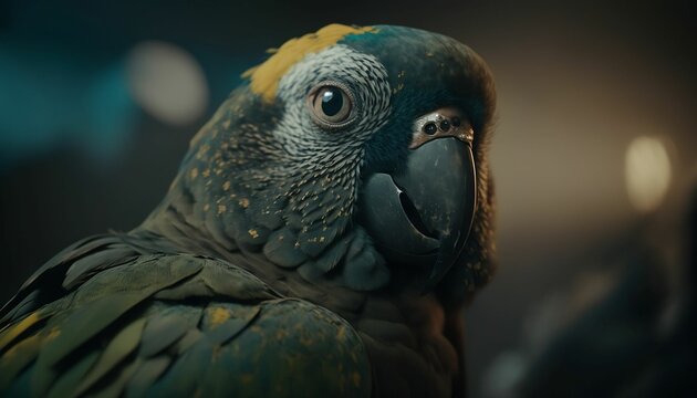 AI generated illustration of a Saint Vincent amazon parrot on a blurred background