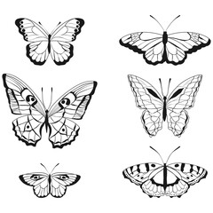 Fototapeta na wymiar set, silhouette butterfly
