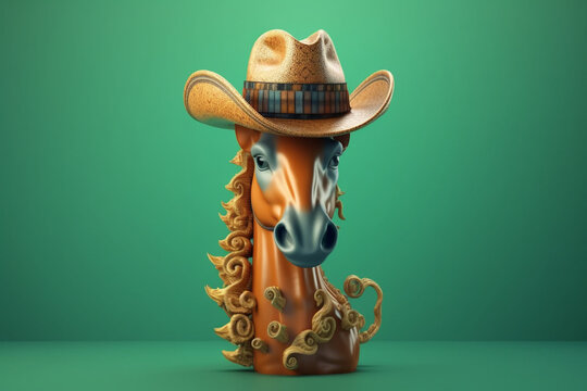 cowboy seahorse rendering minimal background © Adja Atmaja