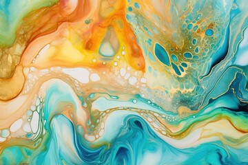 Natural luxury abstract fluid art painting in alcohol ink technique. 