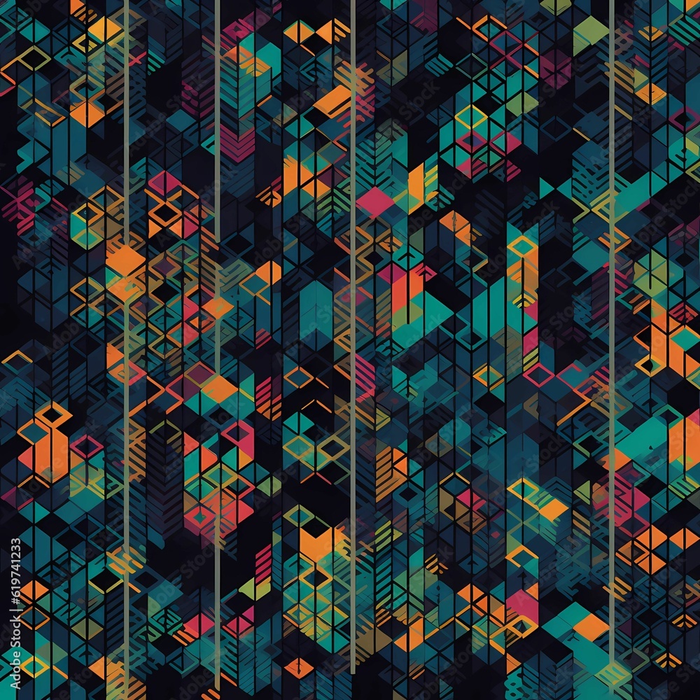 Poster ai generated illustration of a vibrant abstract wallpaper featuring an array of colorful squares