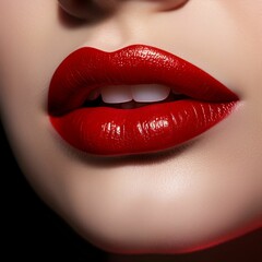 Obraz premium AI generated woman with bright red lips