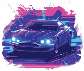Obraz na płótnie Canvas The 2099 neon racing sport car.generative ai