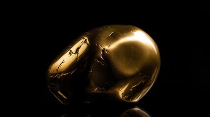 AI generated illustration of a gold stone on a black background