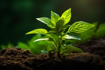 Photograph Of Basil Leaf Natural Light, Generative AI