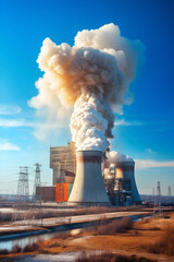 nuclear fear, incidente alla centrale nucleare - obrazy, fototapety, plakaty